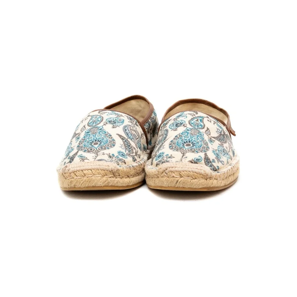 GUCCI Men's Cloth espadrilles Creme and multicolor paisley print Flats Size US 9